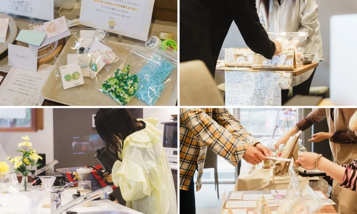 ハンドメイドとカフェの様子