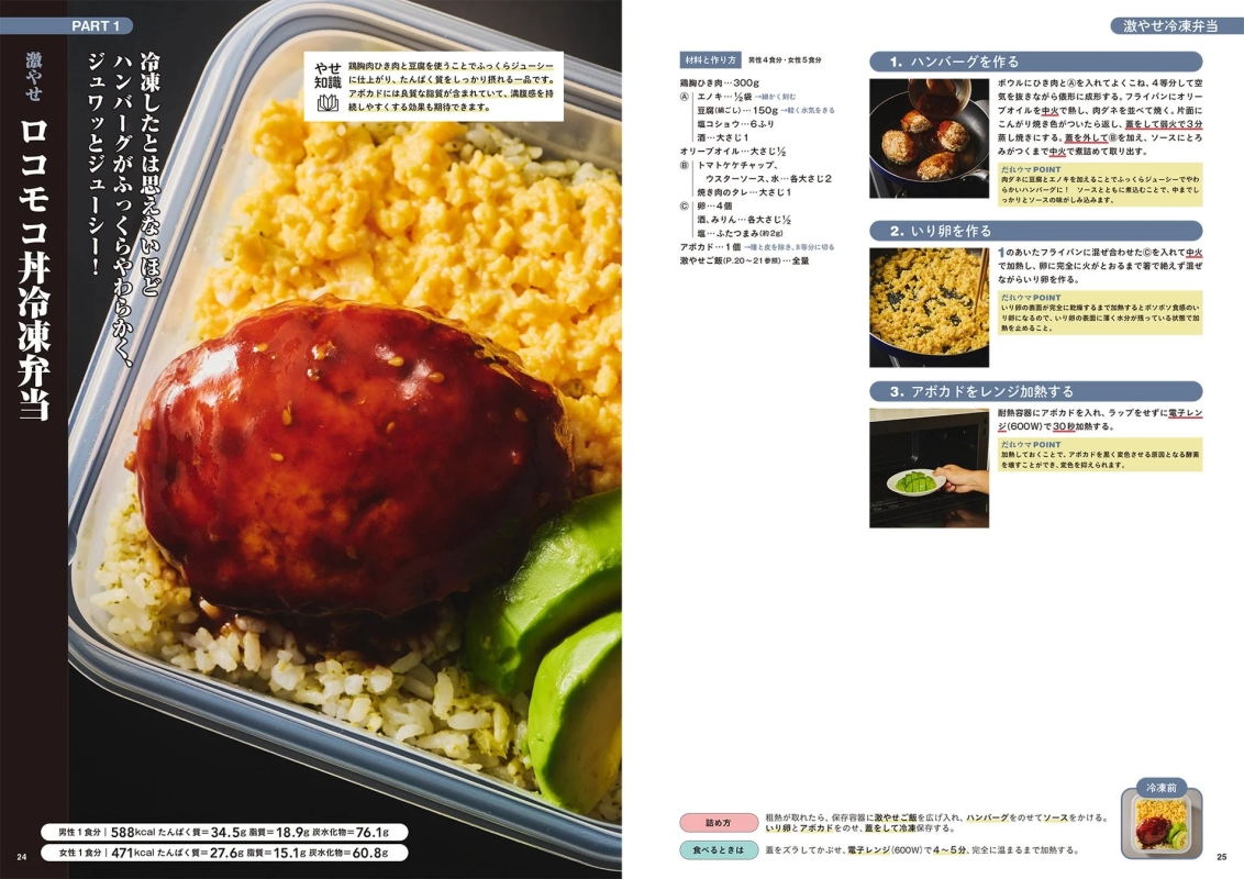 ロコモコ冷凍弁当のレシピ例