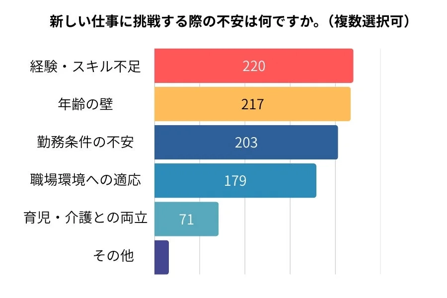 新しい仕事に挑戦する際の不安は何ですか。(複数選択可)